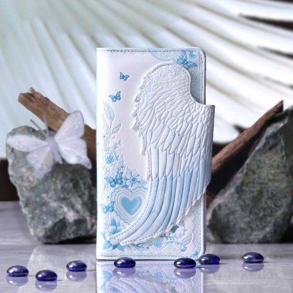 White Angel Wings Embossed Purse 18.5cm - Image 5