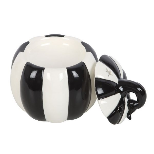 Black and White Striped Pumpkin Oil Burner - Image 2