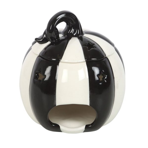 Black and White Striped Pumpkin Oil Burner - Image 4