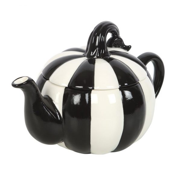 Black and White Striped Pumpkin Teapot - Image 2