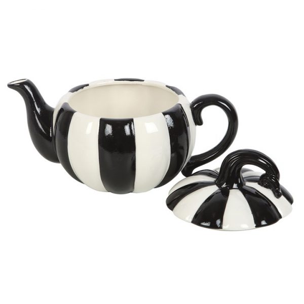 Black and White Striped Pumpkin Teapot - Image 4