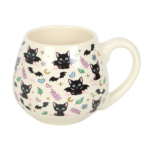Cute and Creepy Cat Print Rounded Mug - Image 3