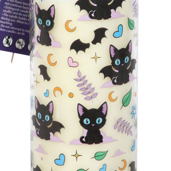 Cute and Creepy Cat Print Lavender Tube Candle - Image 2