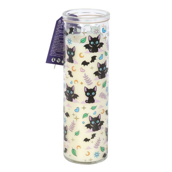 Cute and Creepy Cat Print Lavender Tube Candle - Image 3