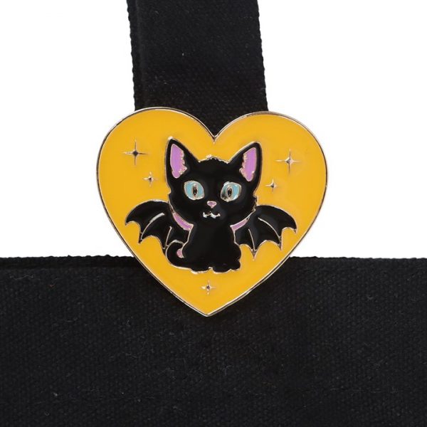 In My Witch Era Bat Cat Polycotton Tote Bag with Enamel Pin - Image 3