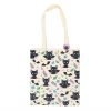 Cute and Creepy Cat Print Polycotton Tote Bag with Enamel Pin