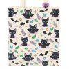 Cute and Creepy Cat Print Polycotton Tote Bag with Enamel Pin - Image 2