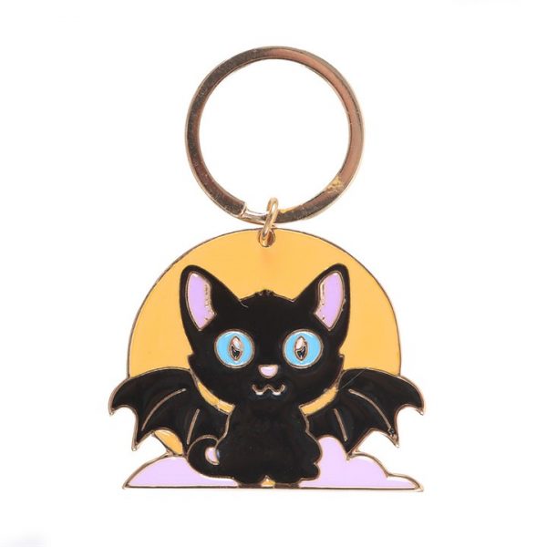 In My Witch Era Bat Cat and Moon Enamel Keyring - Image 2