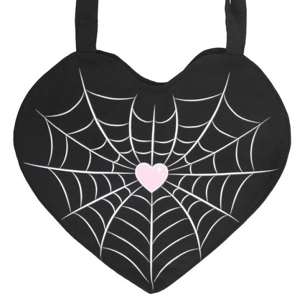 Spiderweb Heart Satin Tote Bag - Image 2