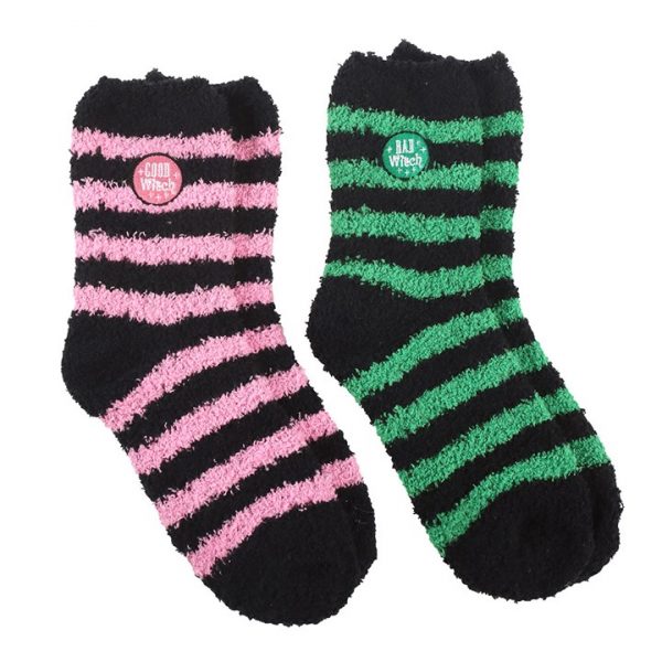 Set of 2 Good Witch and Bad Witch Fluffy Socks - Image 2