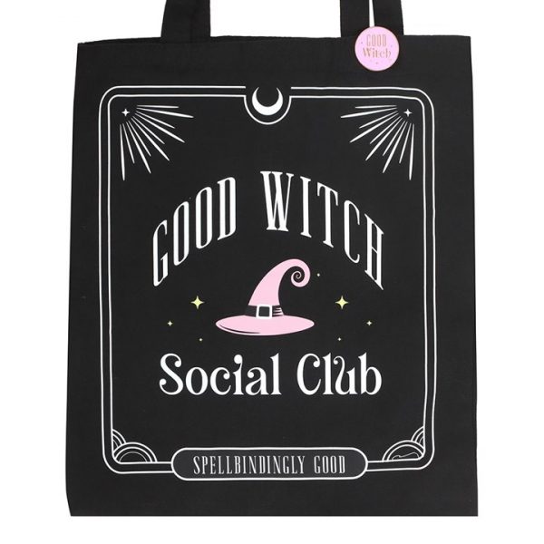 Good Witch Social Club Polycotton Tote Bag with Pin Badge - Image 2