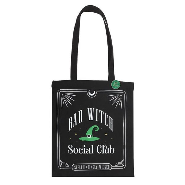 Bad Witch Social Club Polycotton Tote Bag with Pin Badge - Image 2