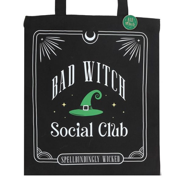 Bad Witch Social Club Polycotton Tote Bag with Pin Badge - Image 3