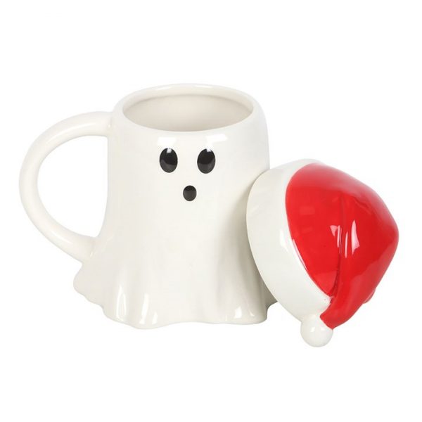 Ghost Shaped Mug with Santa Hat Lid - Image 2