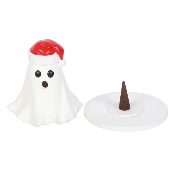 Ghost with Santa Hat Incense Cone Holder - Image 2