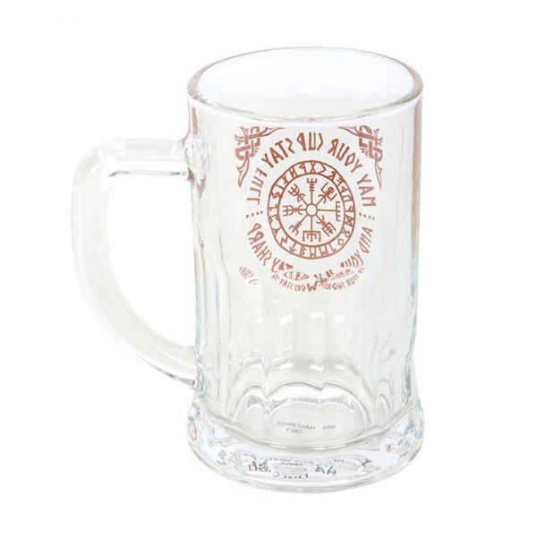 Viking Compass Glass Beer Tankard with Coaster - Image 2
