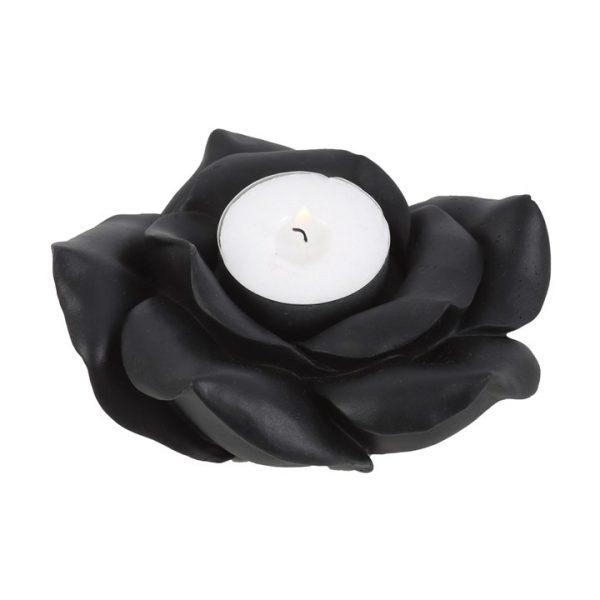 Black Rose Resin Tealight Candle Holder - Image 2