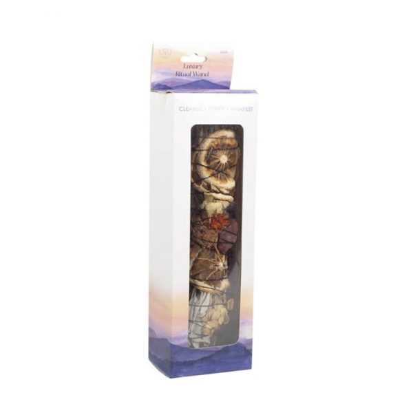 9in Ritual Wand Smudge Stick with Rosemary, Palo Santo and Red Jasper - Image 4