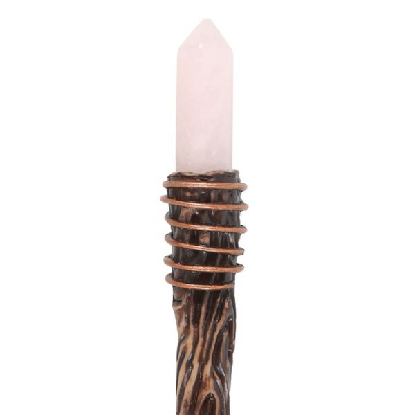 Thin Romance Rose Quartz Crystal Wand - Image 2