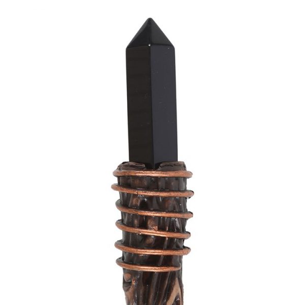 Thin Protection Black Obsidian Crystal Wand - Image 2
