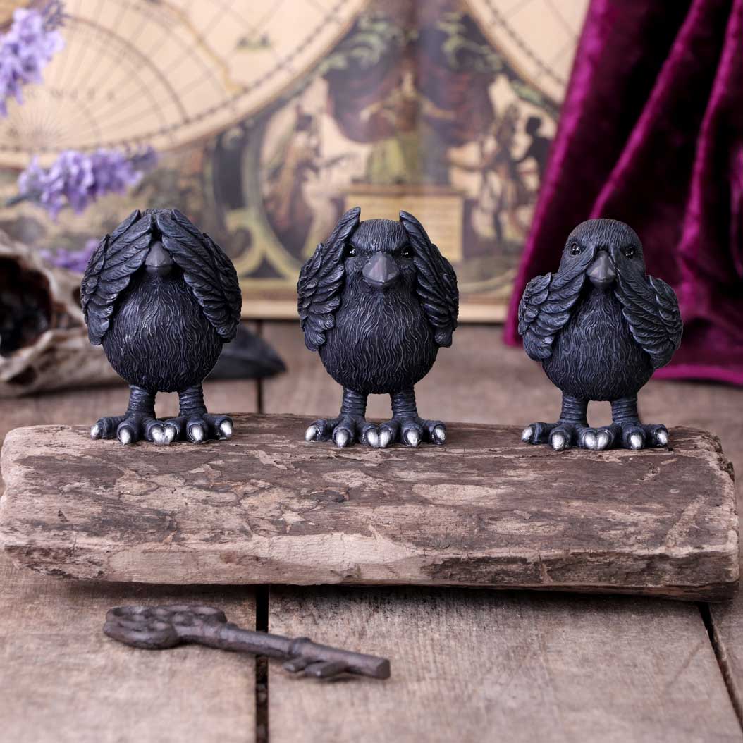 Three Wise Ravens 8.7cm See No, Hear No, Speak No - Image 5