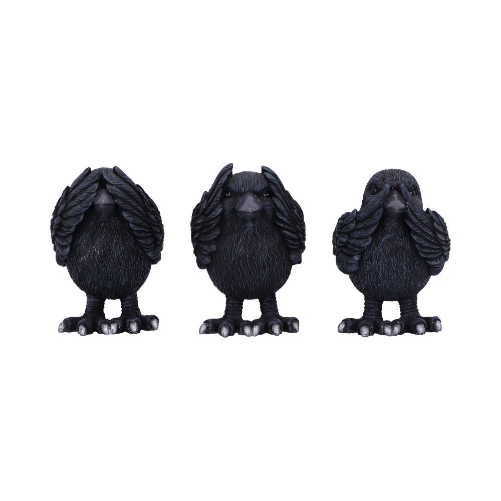 Three Wise Ravens 8.7cm See No, Hear No, Speak No