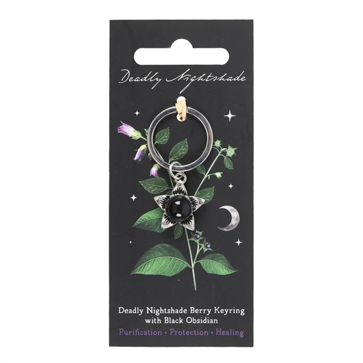 Deadly Nightshade Keyring with Black Obsidian - Image 2
