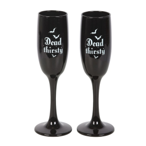 Set of 2 Dead Thirsty Champagne Flutes