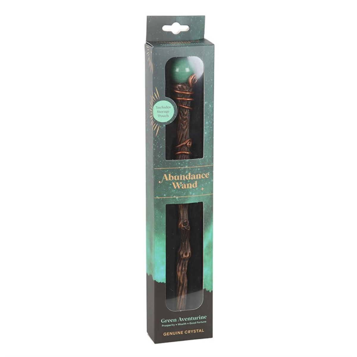 Abundance Green Aventurine Crystal Wand with Pouch - Image 2