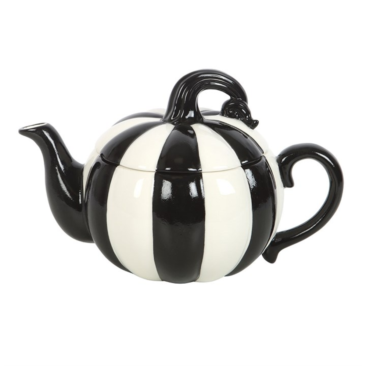 Black and White Striped Pumpkin Teapot - Image 2