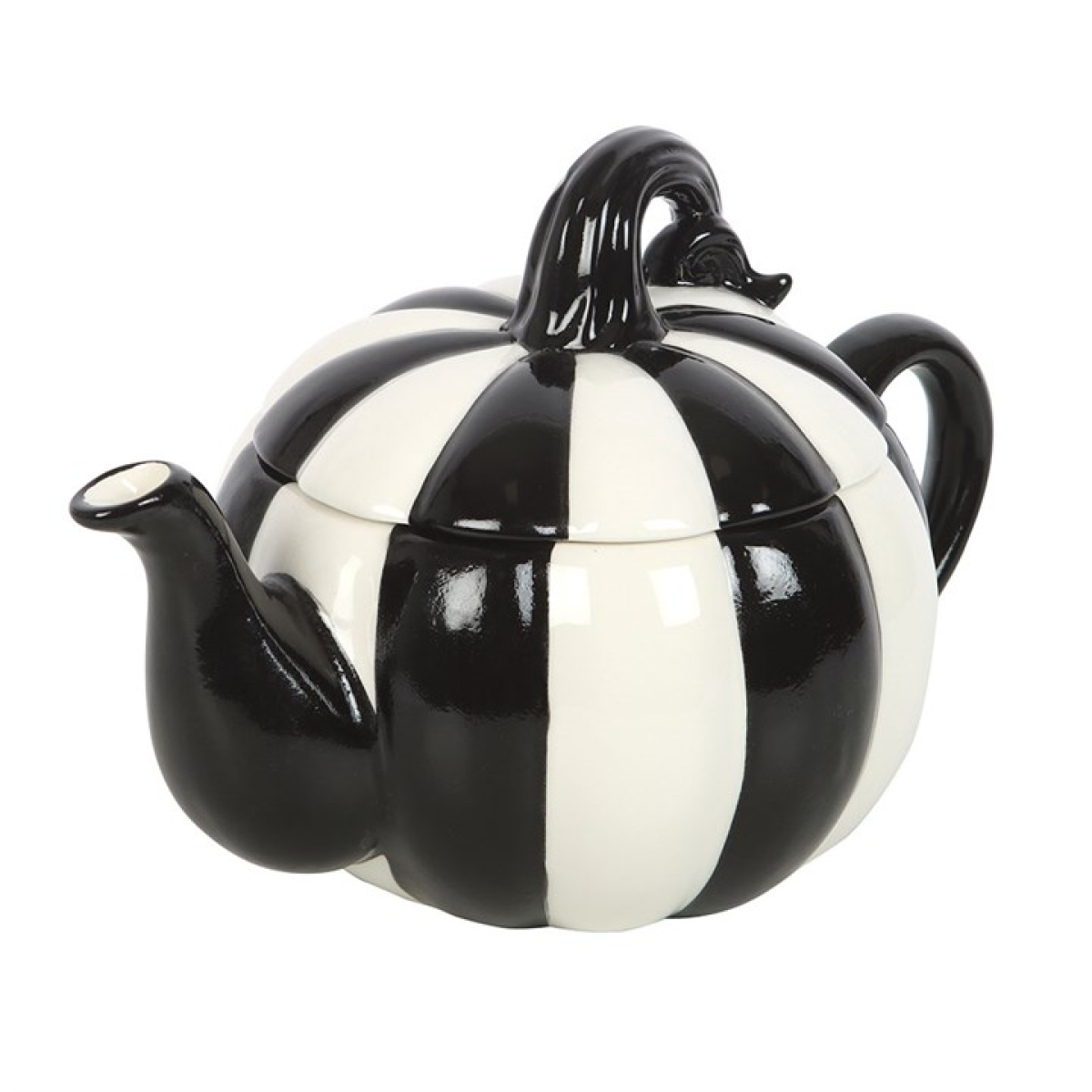 Black and White Striped Pumpkin Teapot - Image 3