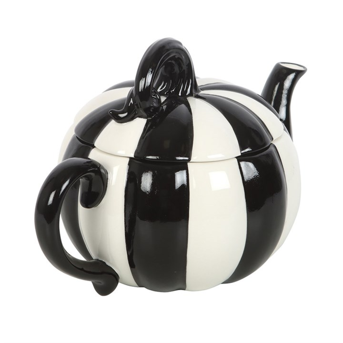 Black and White Striped Pumpkin Teapot - Image 4