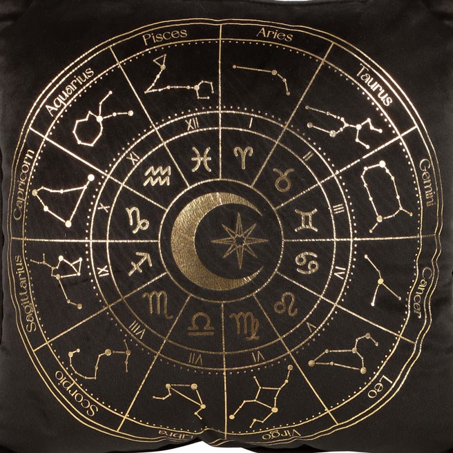 35cm Square Black Astrology Wheel Cushion - Image 3
