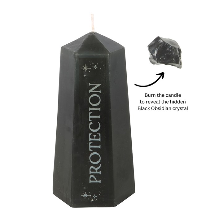 Protection Crystal Candle with Rough Black Obsidian - Image 2