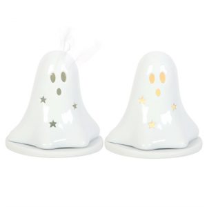 Ceramic Ghost Tealight and Incense Cone Holder