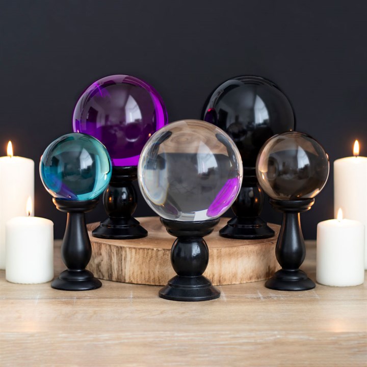 Large Black Crystal Ball on Stand - Image 3