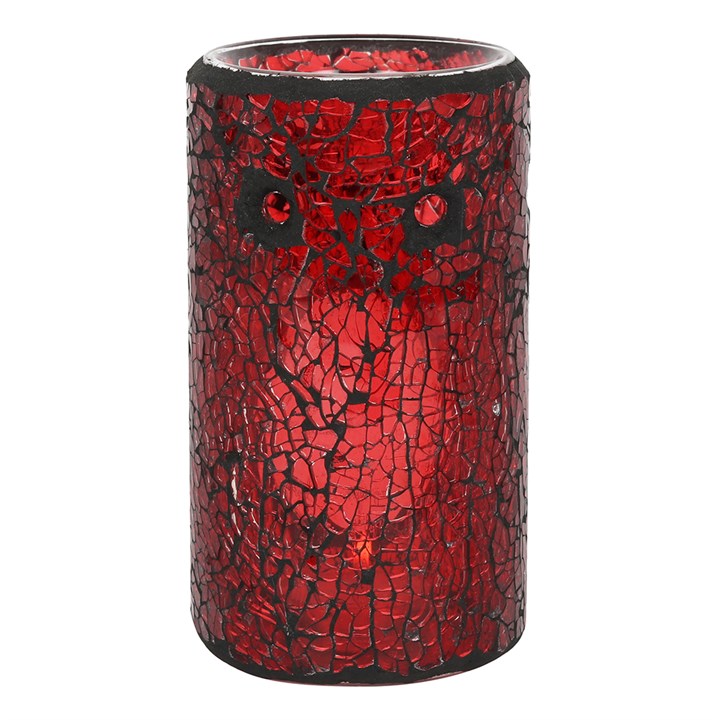 Red Pillar Crackle Glass Oil Burner and Wax Warmer - Image 2