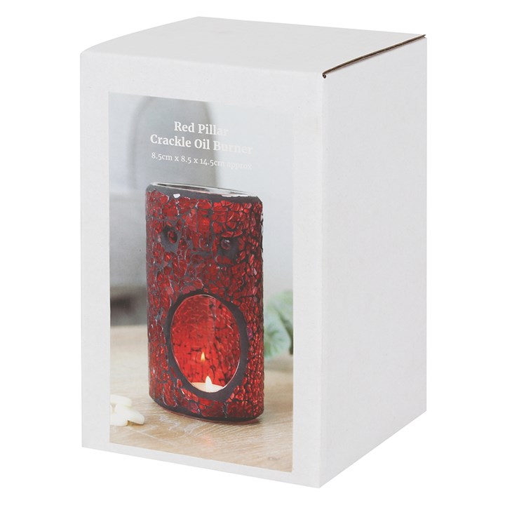 Red Pillar Crackle Glass Oil Burner and Wax Warmer - Image 3