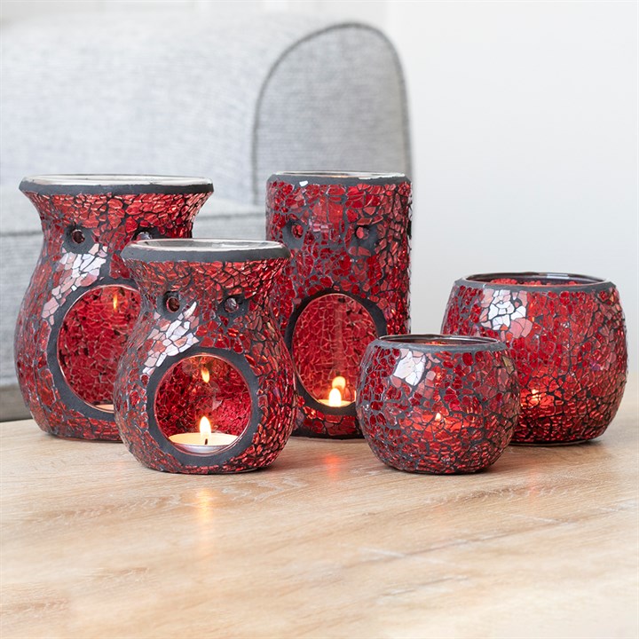 Red Pillar Crackle Glass Oil Burner and Wax Warmer - Image 5