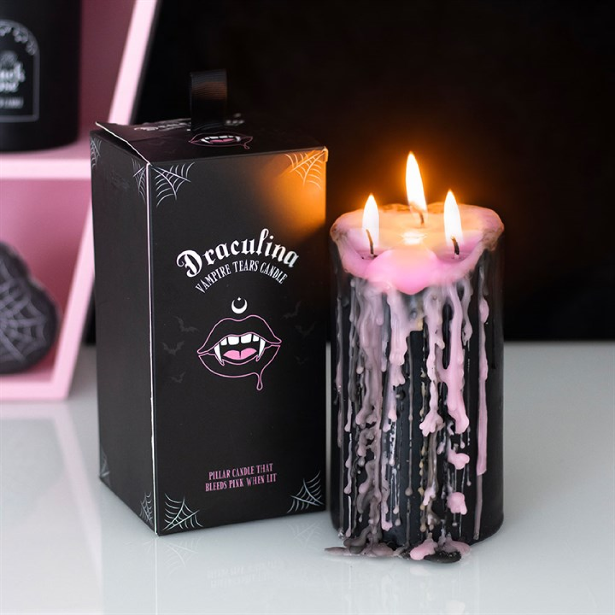 Large Pink Vampire Tears Pillar Candle - Image 4